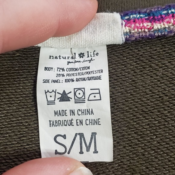 Natural Life Womens Knit Trim Oversized Sweatshirt Size S/M Bohemian Hippie - Picture 5 of 9